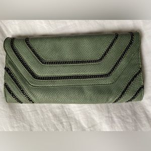Green clutch with crossbody option